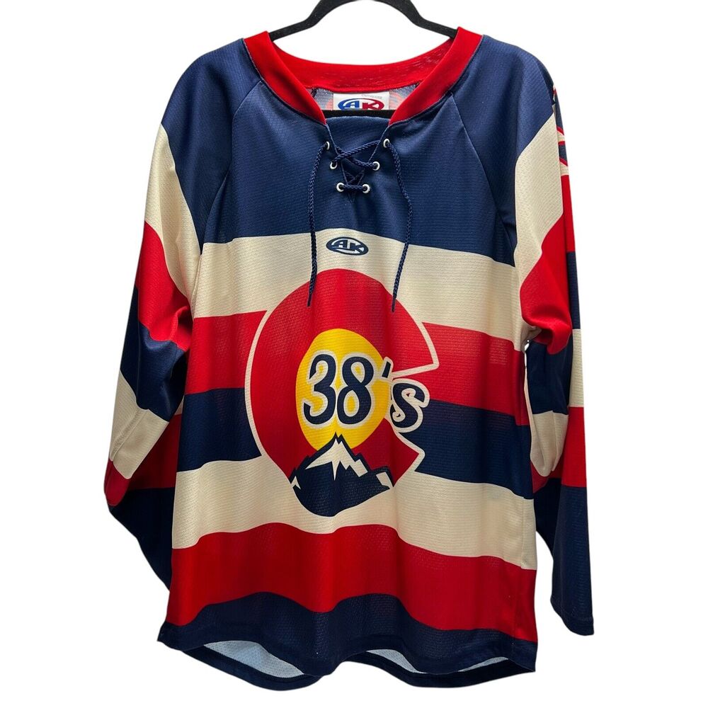 Colorado 38's Ice Hockey Jersey Adult Size Medium Athletic Knit Wide Striped #9